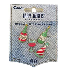 Happy Jackets Enamel Pin Set Wine Celebrate Birthday Party Pins For Jacket Decor